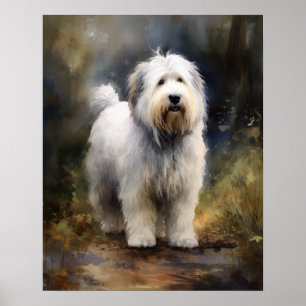 Ancien anglais Sheepdog Chien Art Imprimer Poster