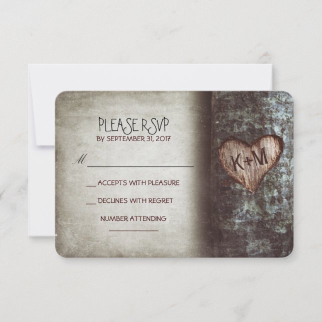 Ancien arbre de mariage rustique cartes RSVP (Devant)