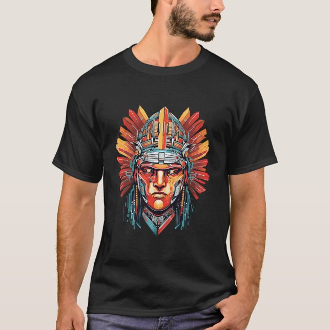 Ancien Aztec Warrior Mystical Abstract T-Shirt (Front)