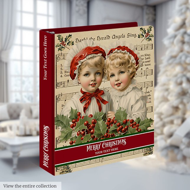 Ancien Classeur de Noël Anneau de Noël Nom personn (Old Fashioned Christmas Ring Binder Custom Name)