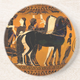 Ancien Dessous de verre grec en grès noir