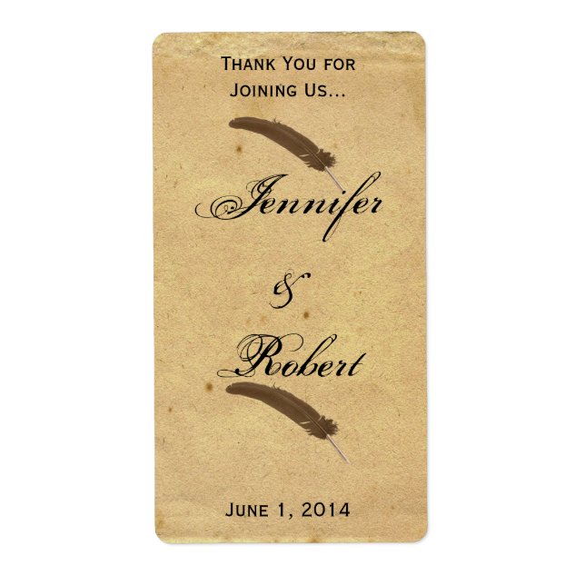 Ancien Étiquette de vin Quill Parchment (Devant)