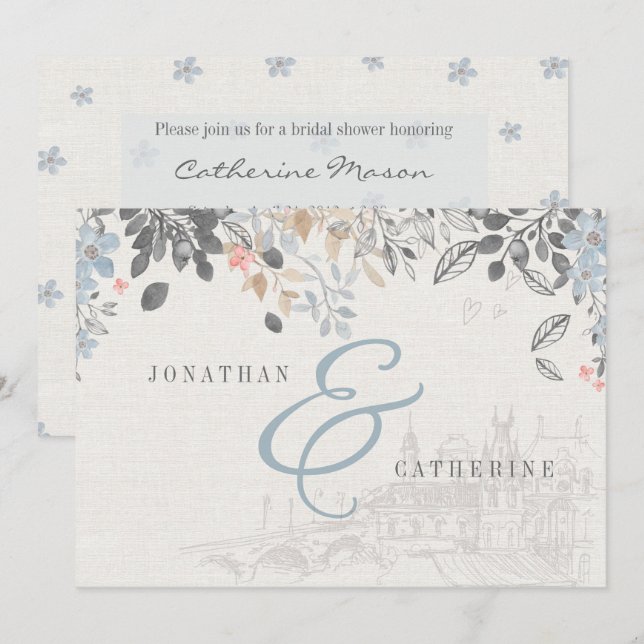 Ancien Monde Charme Bridal Douche Invitation (Devant / Derrière)