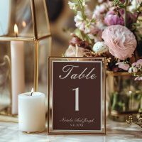 Ancien numéro de table de mariage en chocolat marr