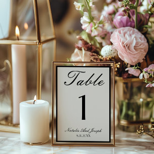 Ancien numéro de table de mariage en noir et crème