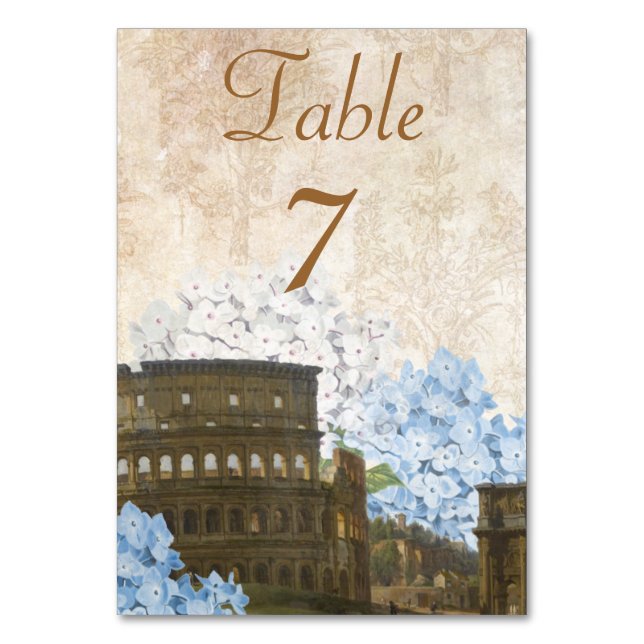 Ancien Rome Blue Hydrangea Carte Numéro de table (Par défaut)