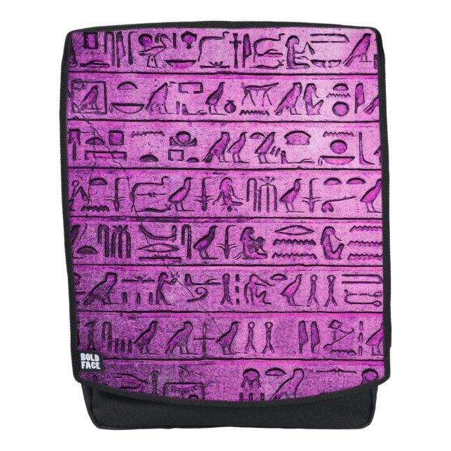 Ancien sac à dos violet Hiéroglyphes égyptiens (Devant)