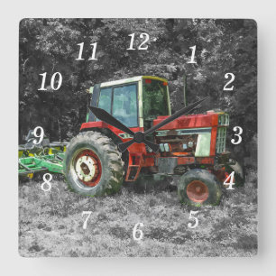 Ancien Tracteur international horloge murale peint