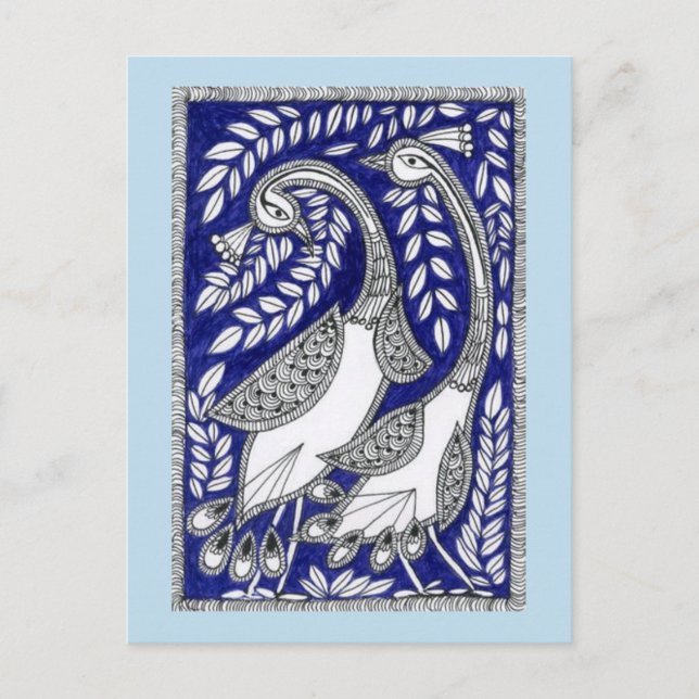 Ancienne carte bleue Kalamkari (Devant)