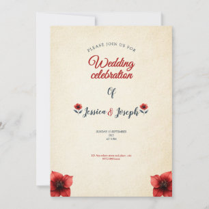 ancienne carte de mariage vintage invitation Roses