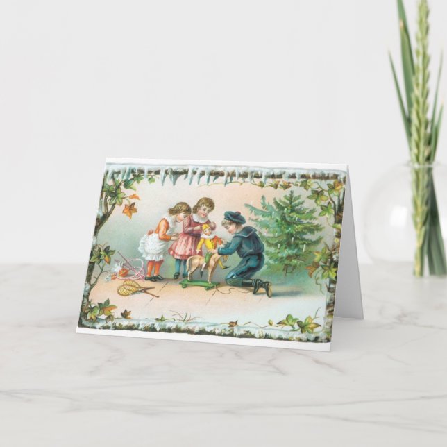 Ancienne carte de Noël pour enfants (Devant)
