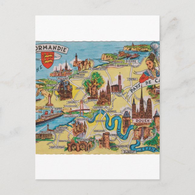 Ancienne carte de Normandie (Devant)