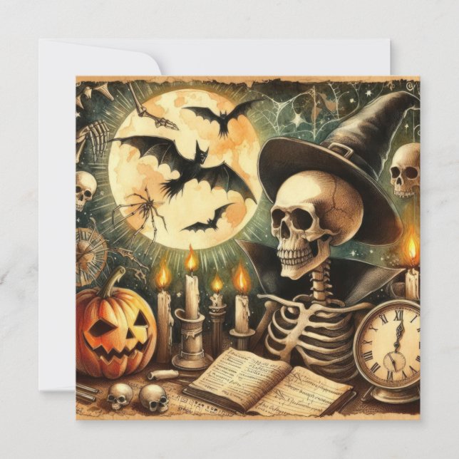 Ancienne carte de voeux Art Halloween (Devant)