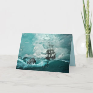 ancienne carte de voeux de navire