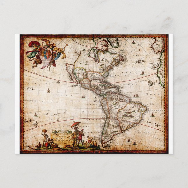 Ancienne carte du continent américain (Devant)