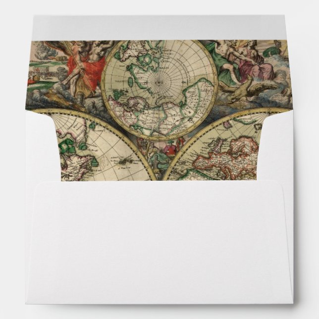 Ancienne carte du monde Enveloppe personnalisée li (Dos (Bas))