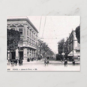 Ancienne carte postale - Avenue de Paris, Tunis