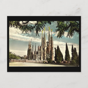 Ancienne carte postale, Barcelone, Sagrada Familia
