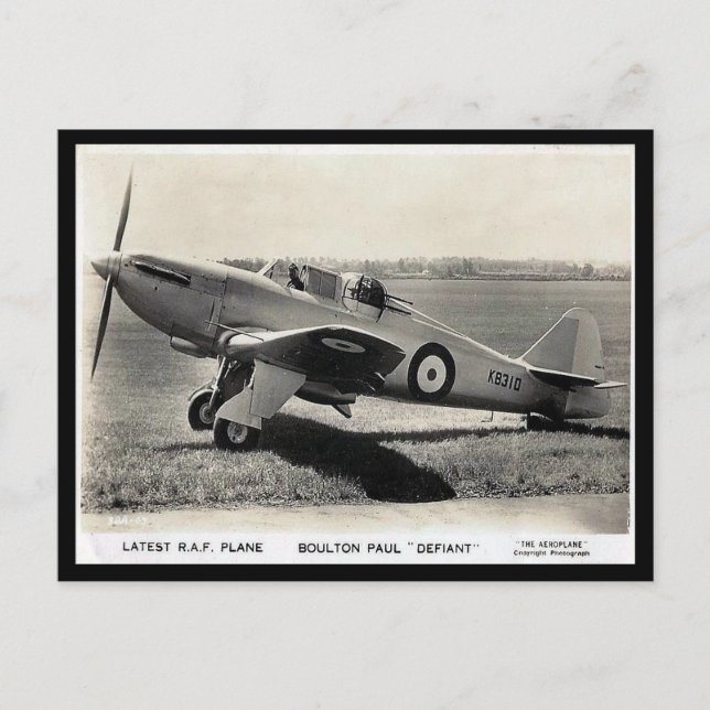 Ancienne carte postale - Boulton Paul "Defiant" (Devant)