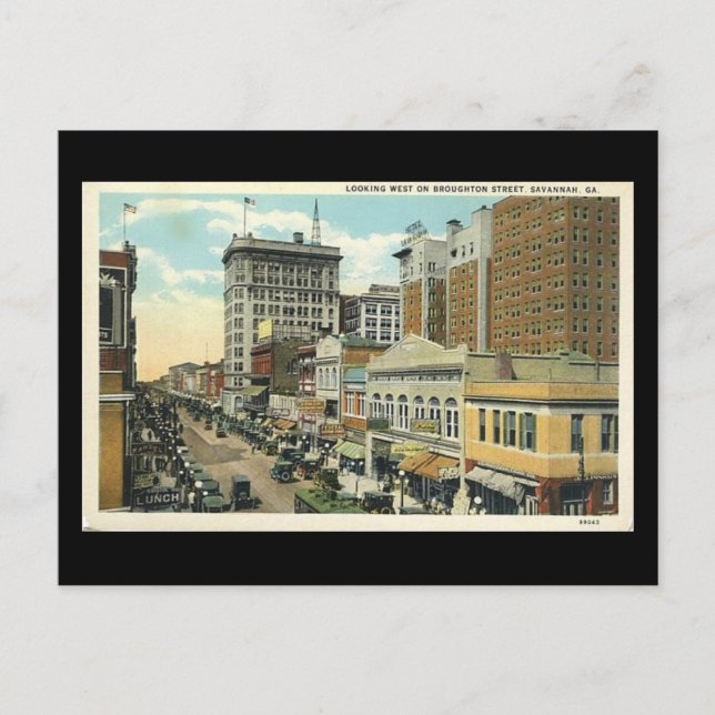 Ancienne carte postale, Broughton St, Savannah, Gé (Devant)