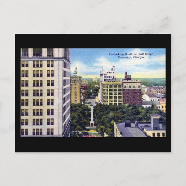 Ancienne carte postale - Bull St, Savannah, Géorgi (Devant)