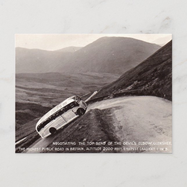 Ancienne carte postale - Bus sur le coude du diabl (Devant)