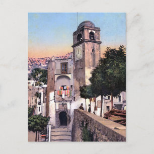 Ancienne carte postale - Campanile, Capri, Italie