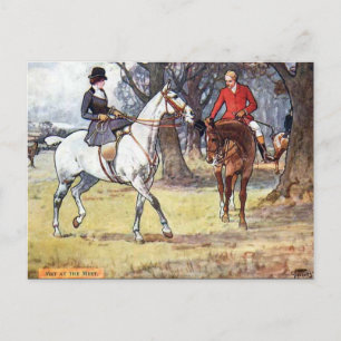 Ancienne carte postale - chasse au renard