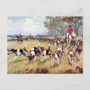 Ancienne carte postale - chasse au renard