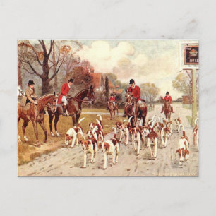 Ancienne carte postale - chasse au renard