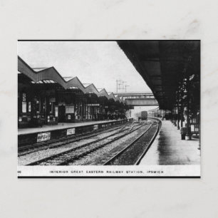 Ancienne carte postale - Gare d'Ipswich