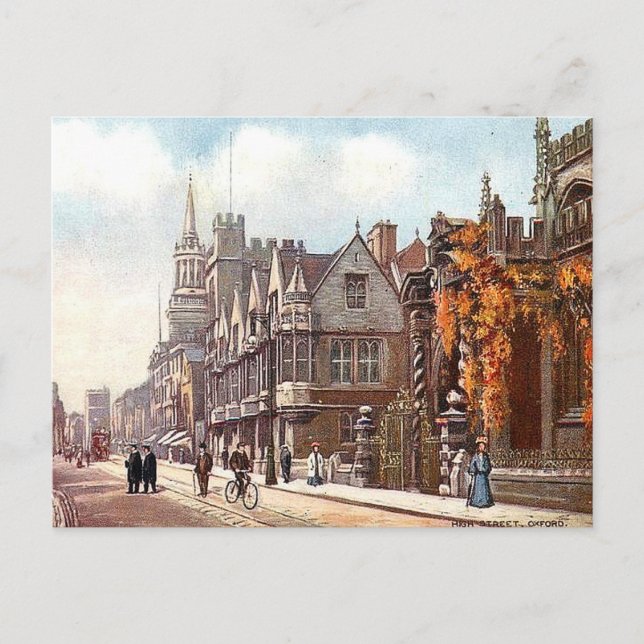 Ancienne carte postale - High Street, Oxford (Devant)