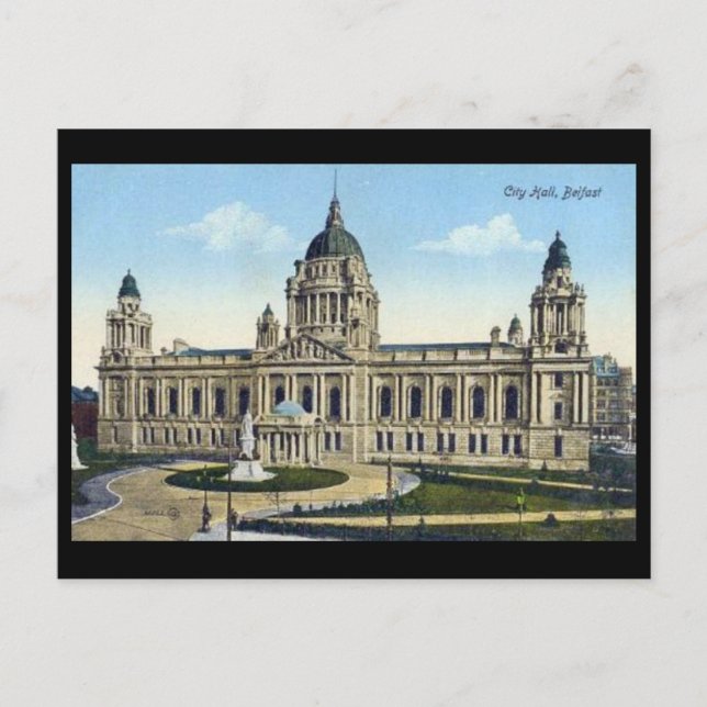 Ancienne carte postale - Hôtel de ville, Belfast (Devant)