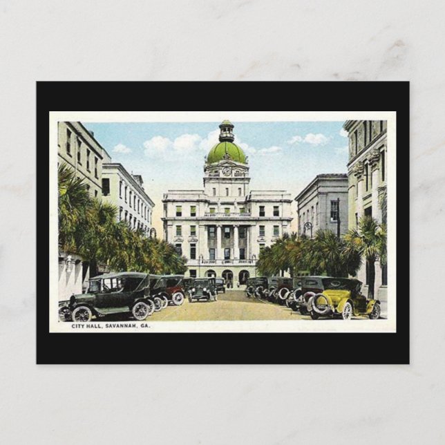 Ancienne carte postale, Hôtel de Ville, Savannah,  (Devant)