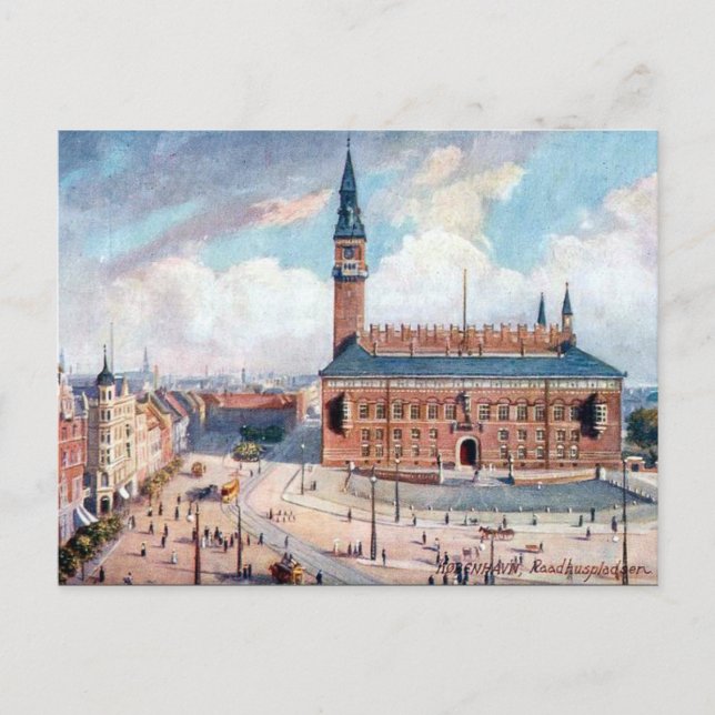 Ancienne carte postale - Rådhuspladsen, Copenhague (Devant)
