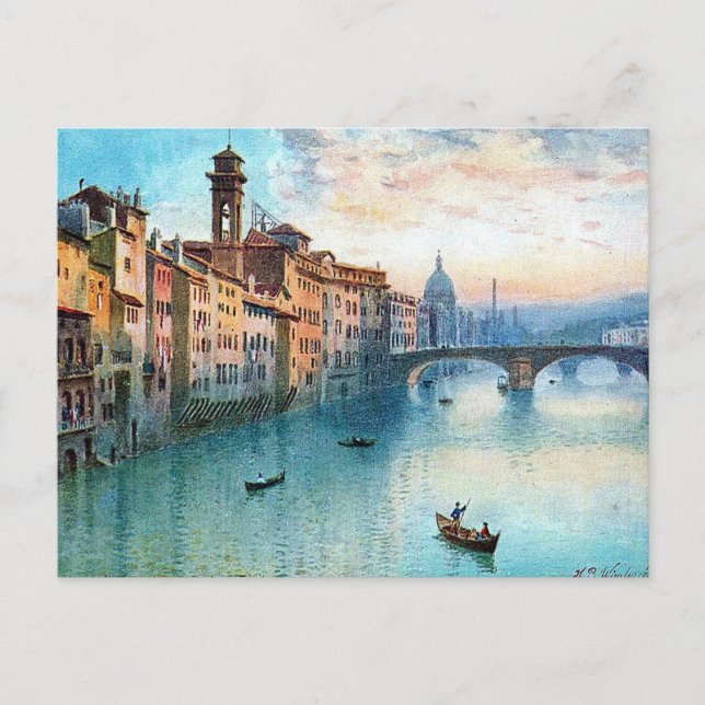 Ancienne carte postale - Rivière Arno, Florence, I (Devant)