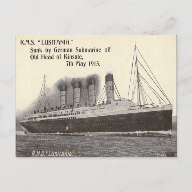 Ancienne carte postale - RMS Lusitania (Devant)