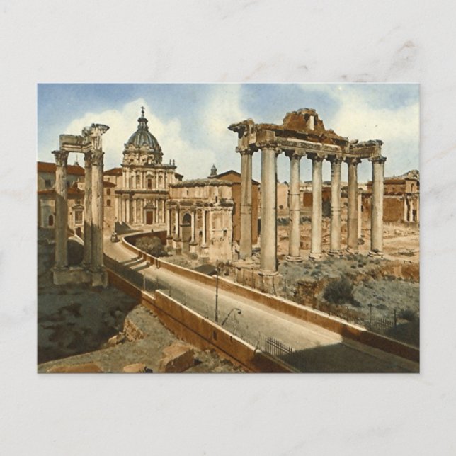 Ancienne carte postale, Rome, Forum et Temple de S (Devant)