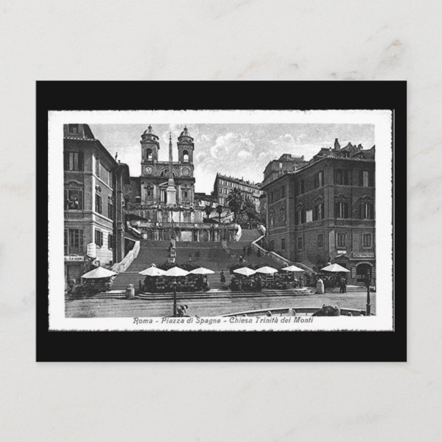 Ancienne carte postale, Rome, Piazza di Spagna (Devant)