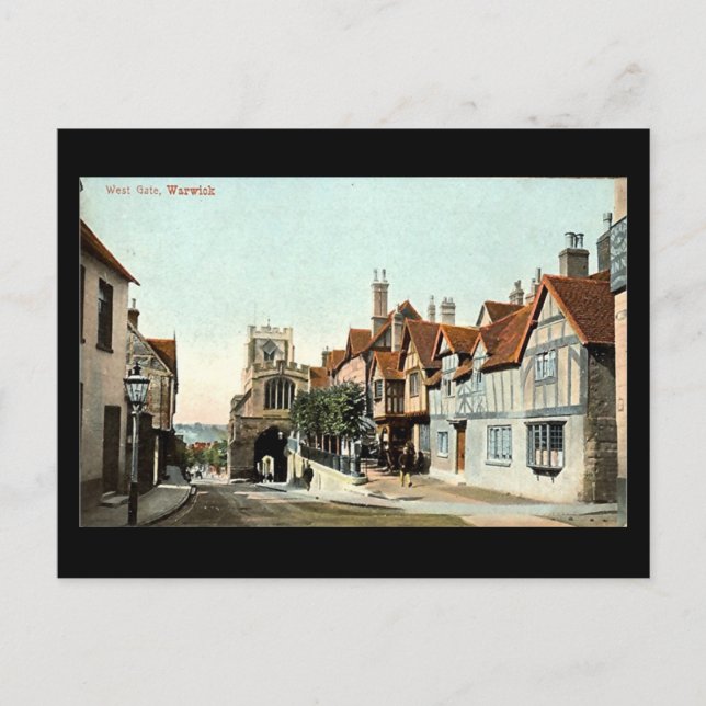 Ancienne carte postale, Warwick, Porte Ouest en 19 (Devant)