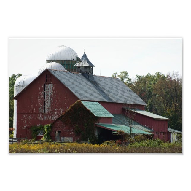 Ancienne grange rouge 12 x 8 Photographie Imprimer (Devant)