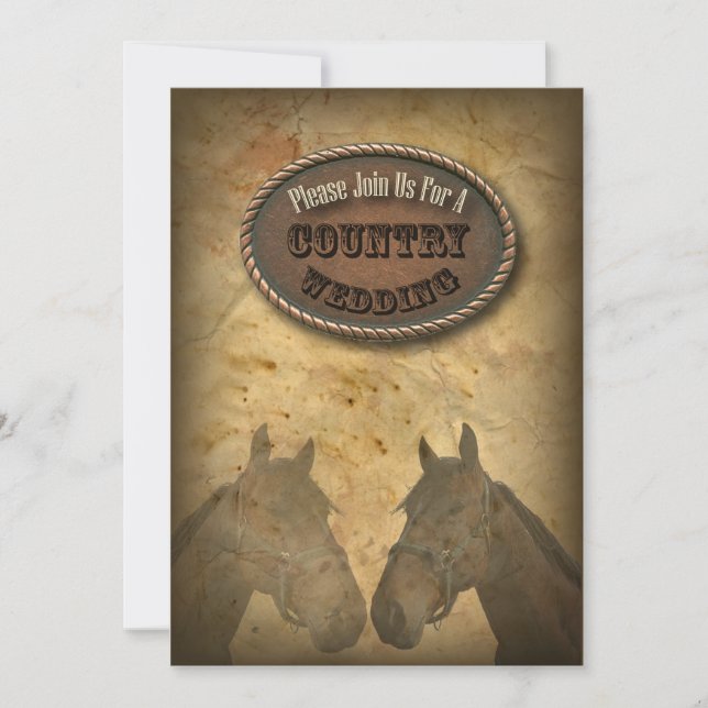 Ancienne invitation de mariage de cow-boy de l'Oue (Devant)