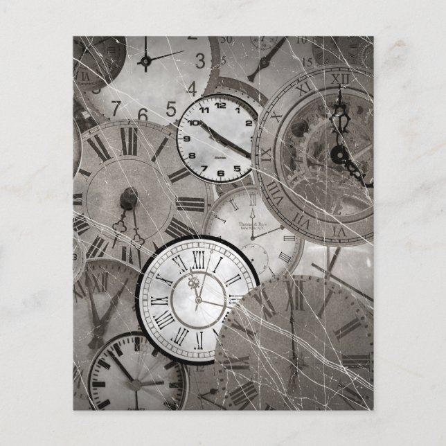 Anciennes horloges steampunk scrapbook papier (Devant)