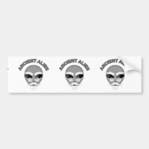 Ancient Alien Head Newsprint Bumper Sticker