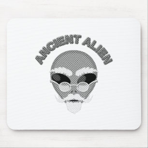 Ancient Alien Head Newsprint Mouse Pad