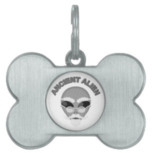 Ancient Alien Head Newsprint Pet Tag