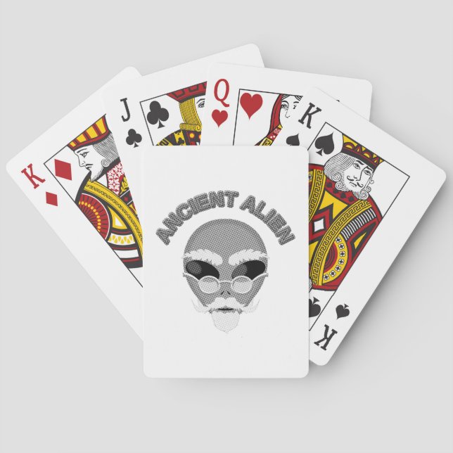 Ancient Alien Head Newsprint Playing Cards (Back)