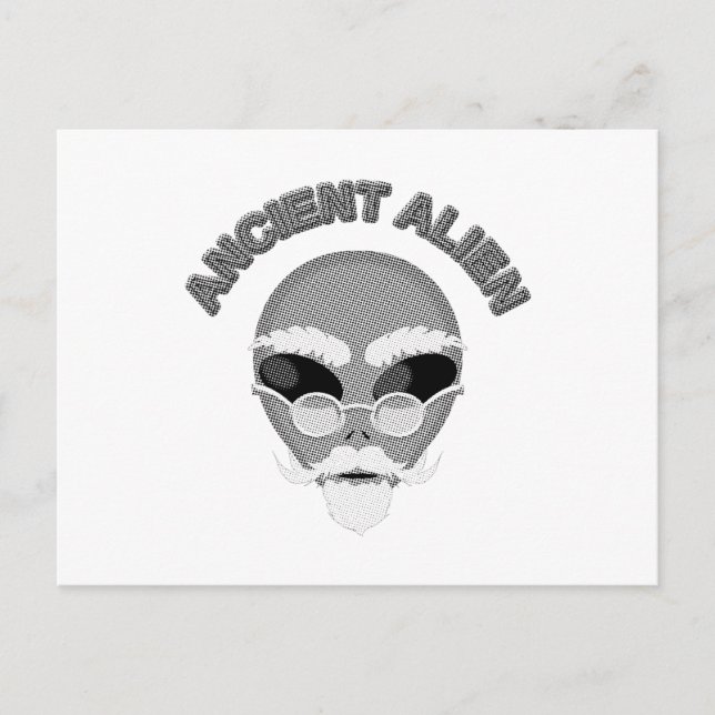Ancient Alien Head Newsprint Postcard (Front)