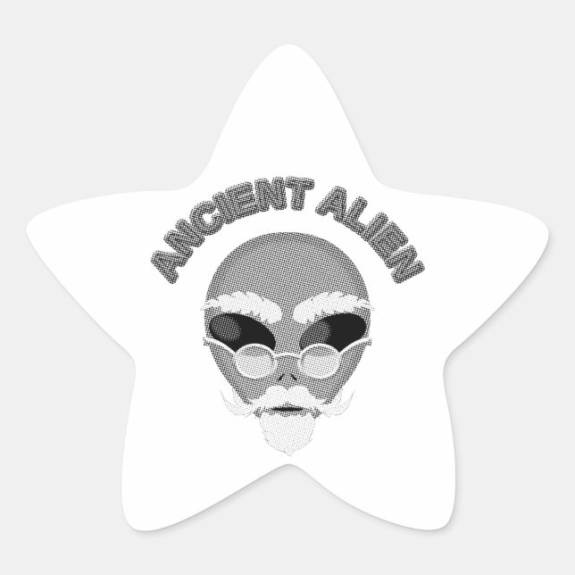 Ancient Alien Head Newsprint Star Sticker (Front)
