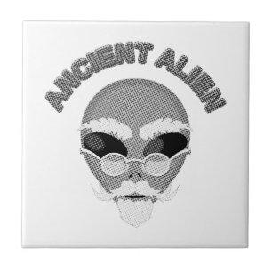 Ancient Alien Head Newsprint Tile